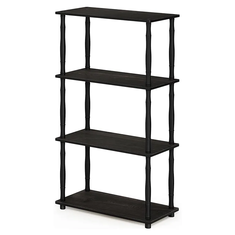 Furinno Turn-N-Tube 4-Tier Multipurpose Shelf Display Rack with Classic Tubes | Espresso/Black | 18034EX/BK