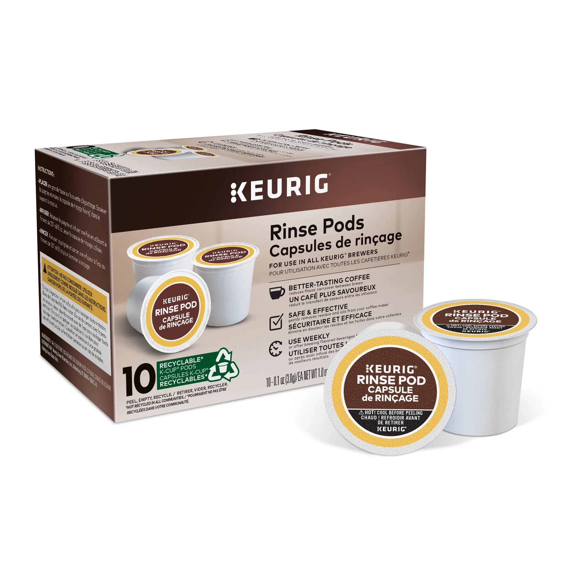 Keurig 10ct Rinse Pods | Reduce Flavor Carry-Over | Brews Inch both Classic 1.0 & Plus 2.0 Series K-Cup Pod Coffee Makers