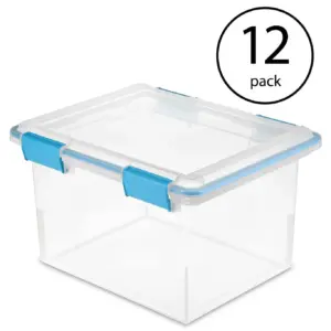 Sterilite 19334304 Clear 32 Quart Gasket Box with Clear Base & Lid (12 Pack)