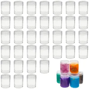 35-Pack 1.2 Ounce Clear Plastic Jars with Lids for Beads | Beauty Products | Small Empty Containers for Slime Supplies & Ingredients