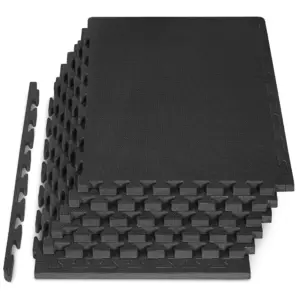 ARVAKOR Extra Thick Puzzle Exercise Mat | EVA Foam Interlocking Tiles for Protective | Cushioned Workout Flooring for Home & Gym Equipment | Black | 1/2 inch | 24 Square Feet | 6 Tiles