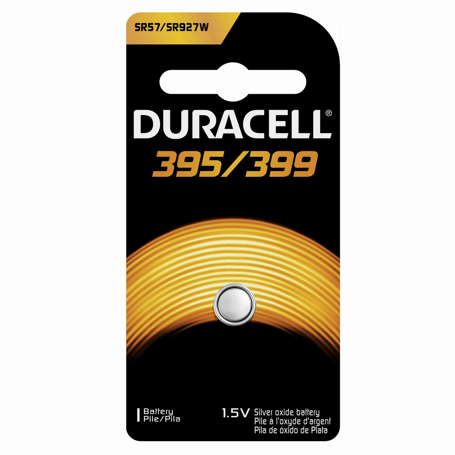 Duracell 395/399 Silver Oxide Button Battery | 1 Count Pack | 395/399 1.5 Volt Battery | Long-Lasting for Watches | Medical Devices | Calculators | & More