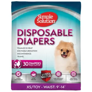 Simple Solution True Fit Disposable Female Dog Diaper XS/Toy | 30ct | 30