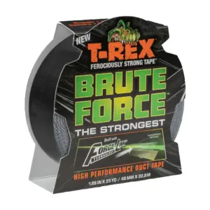 T-rex Brute Force Black Duct Tape Bonus Length | 1.88 Inch. X 25 Yd. | 1.88 x 25 Yards