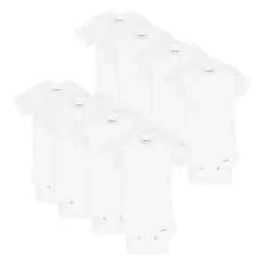 Gerber Baby Boy or Girl Gender Neutral Short Sleeves Onesies Bodysuits | 8-Pack | Sizes Newborn | 24M | 18 Months