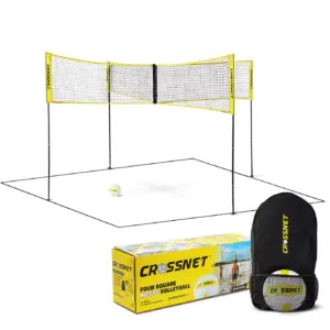CROSSNET Four Square Volleyball Net and Game Set with Carrying Backpack and Ball | Standard