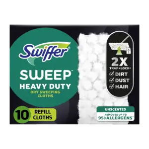 Swiffer Sweep + Mop Dry Pads Refill | Floor Cleaner | Cleaning Cloths | Heavy Duty | Unscented | 10 Count | 1