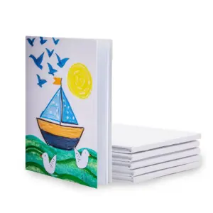 6 Pack 6x8 inch White Blank Hardcover Books to Write Stories | Unlined Scrapbook & Journal | 18 Sheets/36 Pages Each