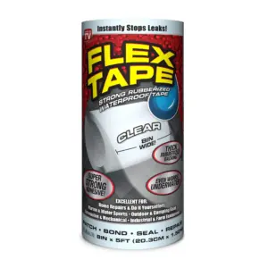 Flex Tape Rubberized Waterproof Tape | 8 inches x 5 feet | Clear | 8 x 5'