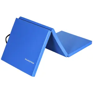 BalanceFrom 6 Ft. x 2 Ft. x 2 Inch. Three Fold Folding Exercise Mat with Carrying Handles for MMA | Gymnastics & Home Gym | Blue | 2-Inch Thick