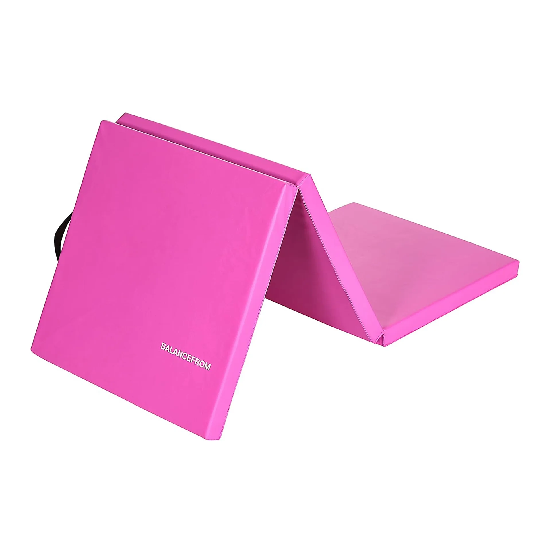 BalanceFrom 6 Ft. x 2 Ft. x 2 Inch. Three Fold Folding Exercise Mat with Carrying Handles for MMA | Gymnastics & Home Gym | Pink | 2-Inch Thick