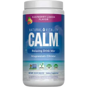Calm Magnesium Powder | Raspberry Lemon Flavor | 16 Ounce | by Natural Vitality | Single