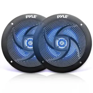 Pyle PLMRS53BL | Waterproof Rated Marine Speakers | Low-Profile Slim Style Speaker Pair with Built-Inch LED Lights | 5.25''-inch (180 Watt)