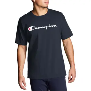 Champion Men's & Big Men's Script Logo Classic Jersey Graphic Tee Shirt | Sizes S-2XL | Navy | L