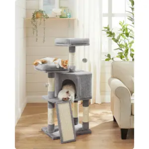 45.3 Cat Tower Cat Tree for Indoor Cats Cat Condo with Scratching Post Cat Cave Light Gray (Premium Edition)