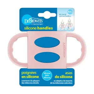 Dr. Brown's Milestones 100% Silicone Baby Bottle Handles | 4m+ | Narrow | Light Pink | 1 Pack | 4oz/8oz 1-Pack