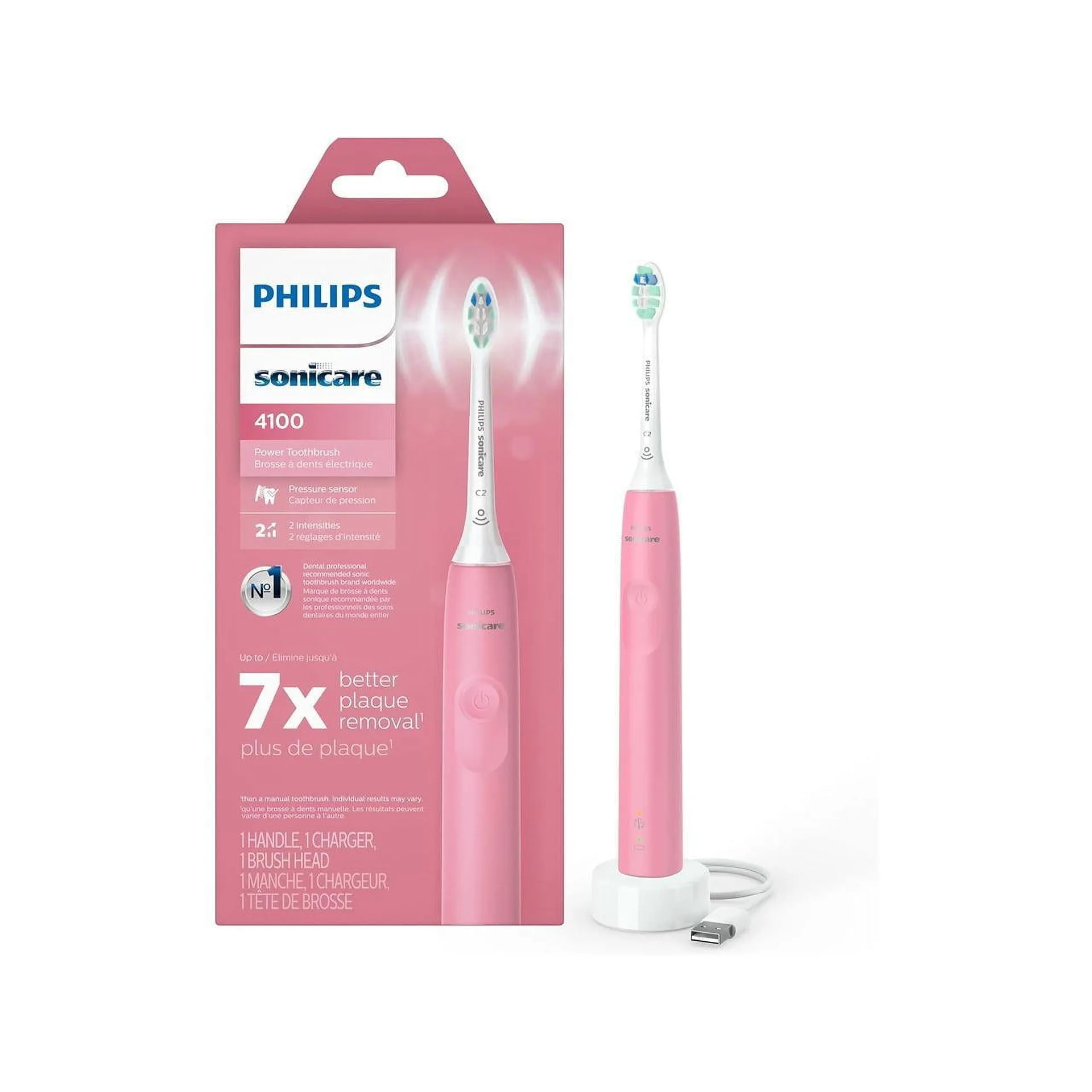 Philips Sonicare ProtectiveClean 4100 Plaque Control | Rechargeable Electric Toothbrush | Deep Pink Hx6815/01