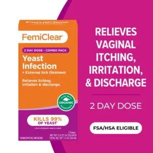 FemiClear Natural and Organic 2-Day Yeast Infection Ointment | Includes External Itch Ointment | 2 Tubes | 2 Applicators