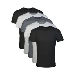 Men's Short Sleeve Crew Assorted Color T-Shirt | 5-Pack | L | Black/Sport Grey/Charcoal