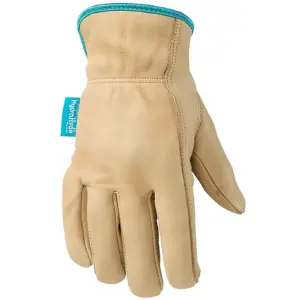 Women's Water-Resistant Leather Work Gloves | HydraHyde | Large (Wells Lamont 1167L)