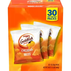 Goldfish Cheddar Cheese Crackers | Baked Snack Crackers | 1 Ounce on-The-Go Snack Packs | 20 Count Box