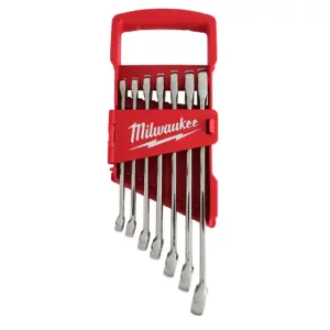 Milwaukee 48-22-9407 | 7-Piece SAE 12-Point Straight Head Combination Wrench Set with Storage Tray