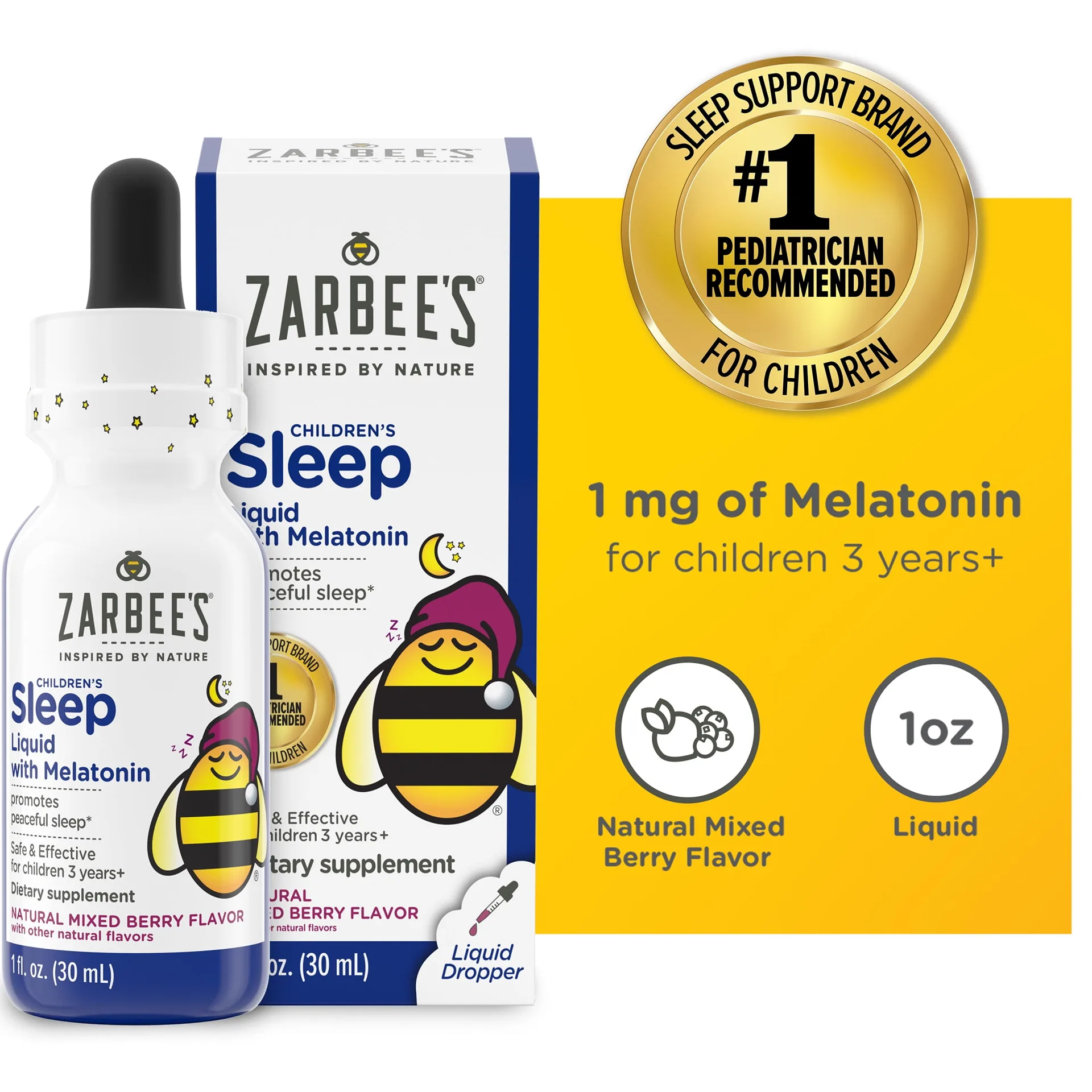 Zarbee's Children's Sleep Liquid with Melatonin | Natural Berry
