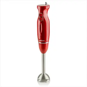OVENTE Electric Immersion Hand Blender | 2 Mixing Speed with Stainless Steel Blades | Red HS560R