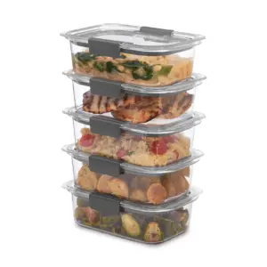 Rubbermaid Brilliance Food Storage Container | BPA-free Plastic | Medium | 3.2 Cup | 5-Pack