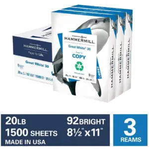 Printer Paper | Great White 30% Recycled Paper | 8.5 x 11 | 92 Bright | Made Inch the USA | 086700C | 10 Ream (5,000 Sheets)