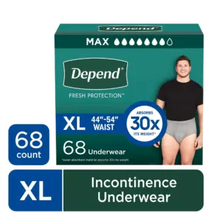 Depend Fresh Protection Disposable Underwear Male Waistband Style X-Large | 47930 | Maximum | 30 Ct | One Size | Extra Large