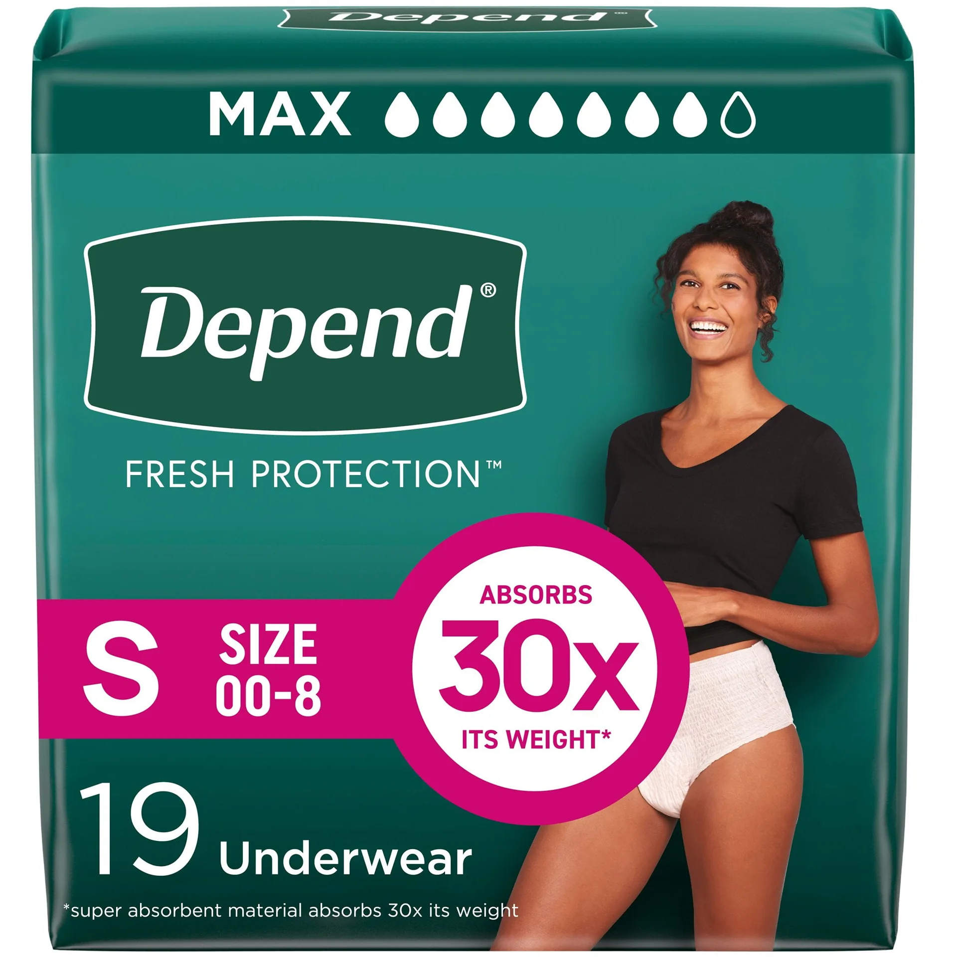 Depend Fresh Protection Adult Incontinence & Postpartum Bladder Leak Underwear for Women Disposable Maximum Small Blush 32 Count Packaging May Vary