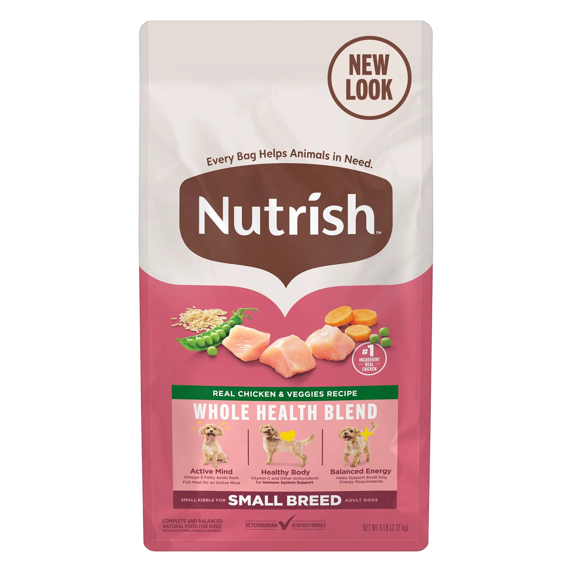Nutrish Small Breed Real Chicken and Veggies Recipe Whole Health Blend Dry Dog Food | 6 lb. Bag (Rachael Ray) | 6 lbs