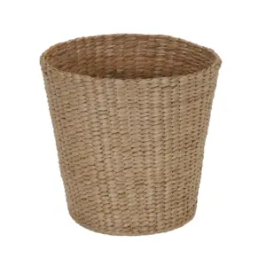 Household Essentials Handwoven Cattail Wicker Waste Basket | Natural | Natural Cattail