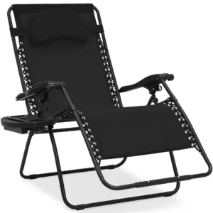 Best Choice Products Oversized Zero Gravity Chair | Folding Outdoor Patio Recliner w/ Cup Holder | Black