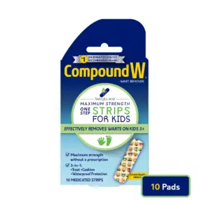 Compound W One Step Wart Remover Strips for Kids | 10 Medicated Strips