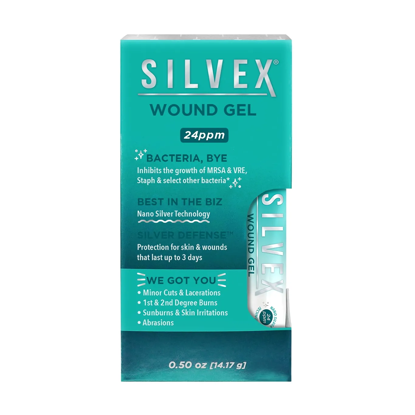 Silvex Wound Gel 0.5oz by Be Smart Get Prepared. Antimicrobial | for Burns | Sunburns | Skin Irritations | & Abrasions