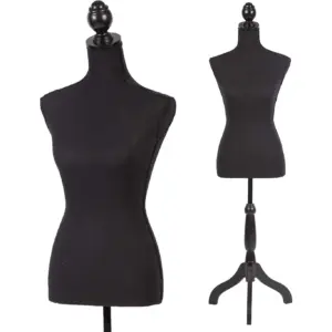 Mannequin Torso Manikin Dress Form 59-67 Inch Height Adjustable Female Dress Model Display Torso Body Tripod Stand Clothing Forms (Black | 59-67 Inches)--Black