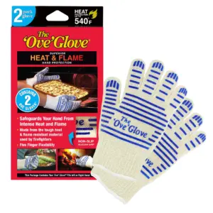 The 'Ove' Glove 2-Pack | Superior Hand Protection from Heat & Flame | yellow with blue silicon stripes