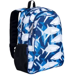 Wildkin Kids 15 Inch School & Travel Backpack for Boys & Girls (Sharks Blue)