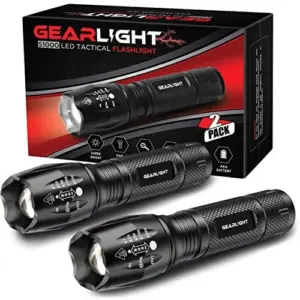 GearLight LED Flashlight Pack -2 Bright | Zoomable Tactical Flashlights with High Lumens & 5 Modes for Emergency & Outdoor Use -Camping Accessories -S1000