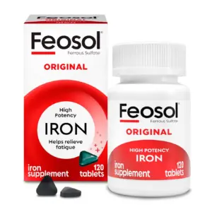Feosol Original Iron Supplement | Non-heme | 325mg Ferrous Sulfate | 120 Tablets