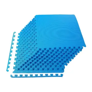 ssybab Puzzle Exercise Mat with EVA Foam Interlocking Tiles for MMA | Gymnastics & Home Gym Protective Flooring | Multiple Sizes & Colors | 1/2 Thick | 24 Square Feet | Blue