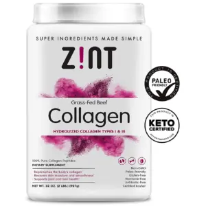Zint Collagen Peptides Powder Extra Large (32 Ounce): Paleo-Friendly | Keto-Certified | Premium Hydrolyzed Collagen Protein Supplement | 2 lbs (907 g) | 9.20
