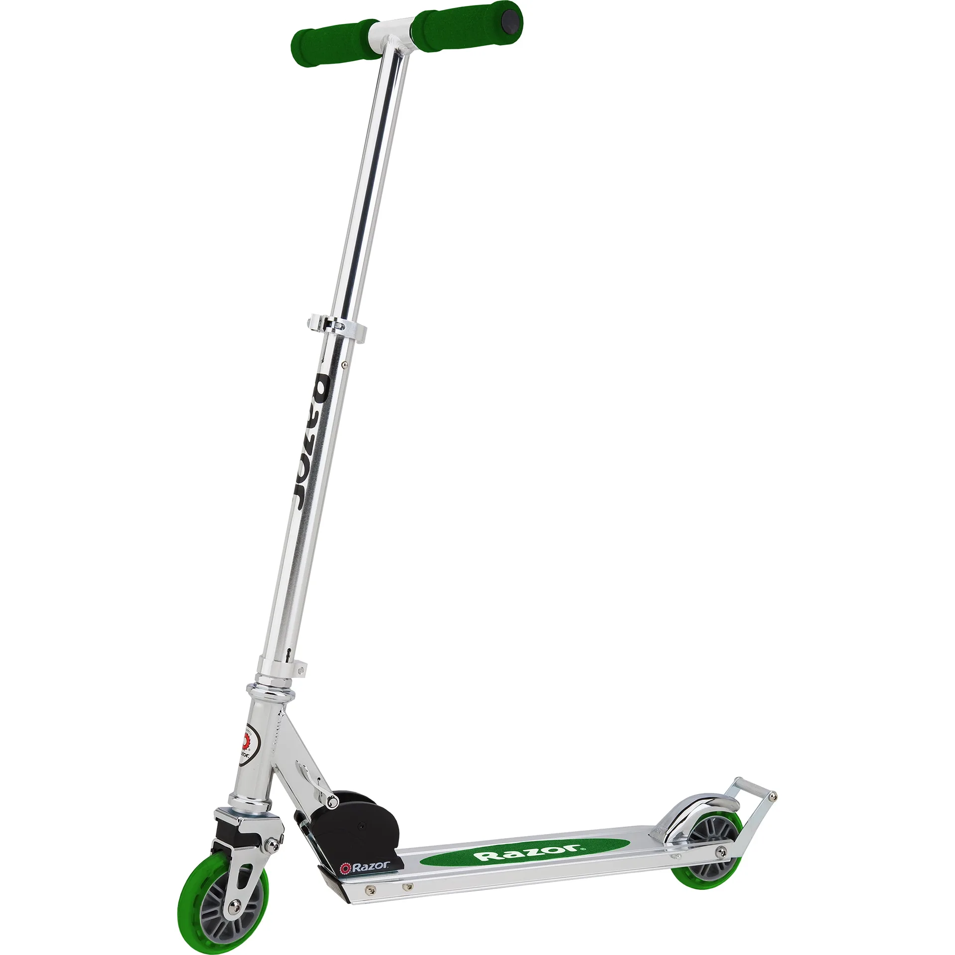 Razor A2 Kick Scooter – Green | Wheelie Bar | Foldable | Lightweight | for Child Ages 5+