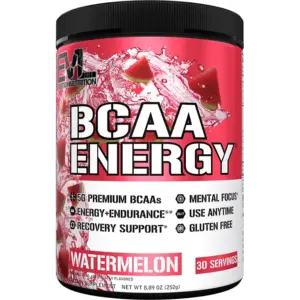 BCAA Powder | Evlution Nutrition Pre Workout BCAA Energy Powder 30 Servings | EVL BCAA Amino Acids Endurance and Muscle Recovery Drink | Watermelon Flavor with Vitamin B12 and Vitamin C