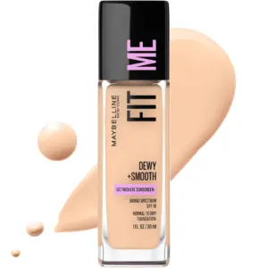 Maybelline Fit Me Dewy & Smooth Liquid Foundation | 110 Porcelain | 1 fl Ounce | Single
