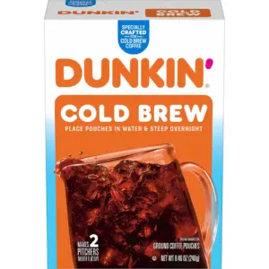 Dunkin’ Cold Brew Ground Coffee Pouches | 8.46 Ounce Box | Single