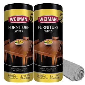 Wood Furniture Cleaner & Polish Wipes | UVX-15 Protection Against Fading Drying Discoloration | Removes Dirt Grime Smoke Residue | Safe for Cabinets Trim Baseboards | 2 Pack | Gray