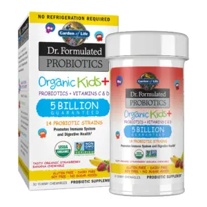 Garden of Life-Dr. Formulated Probiotics Organic Kids-Strawberry Banana-Acidophilus & Probiotic Promotes Immune System,Digestive Health-Gluten,Dairy,Soy-Free,No Sugar Added-Chewables (30 Count) | Strawberry Banana